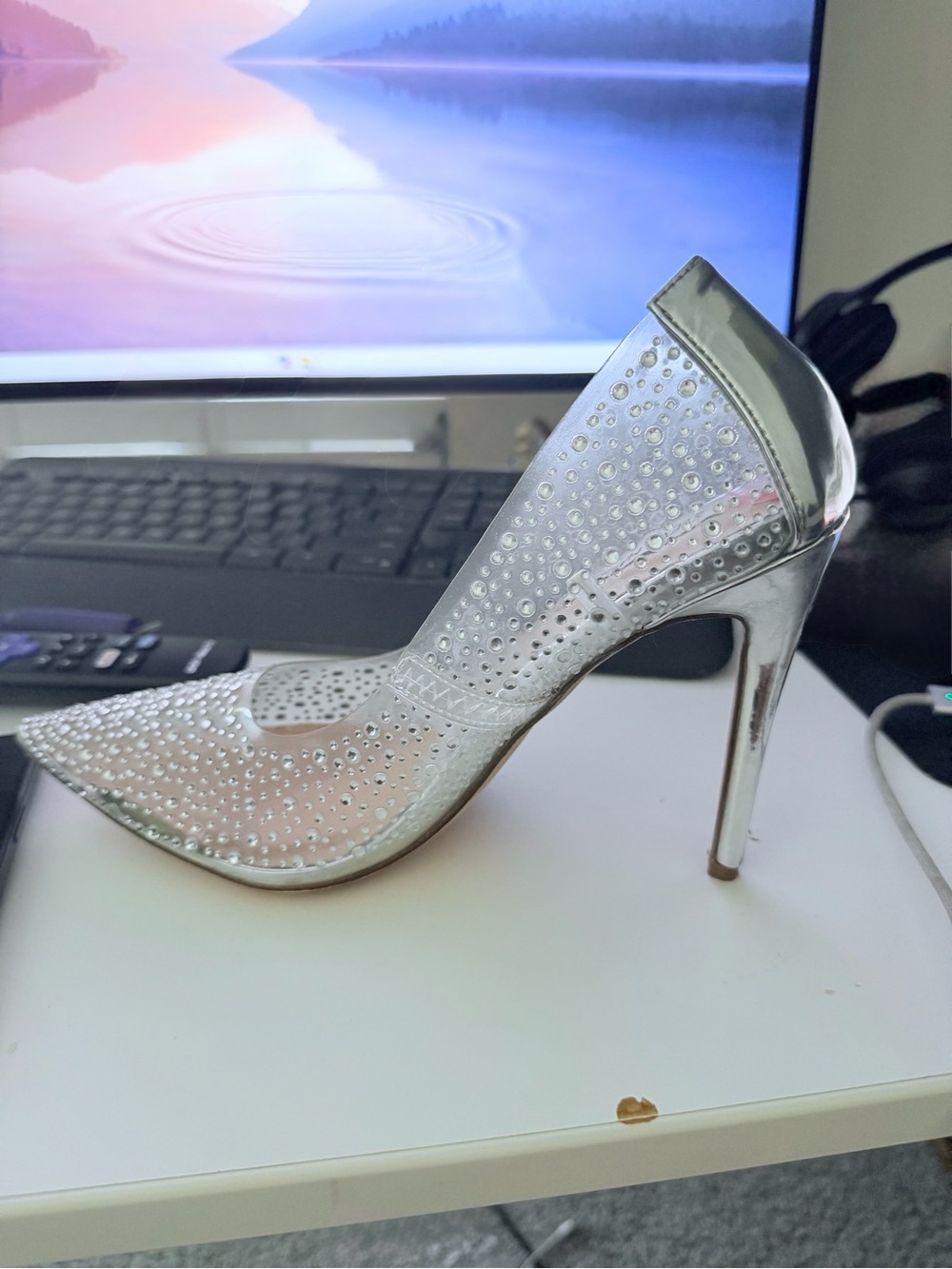 Steve Madden Silver Rhinestone Pointed Stiletto Heel